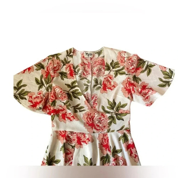 Show me Your MuMu A Line Floral Midi V Neck Dress - Picture 3 of 4